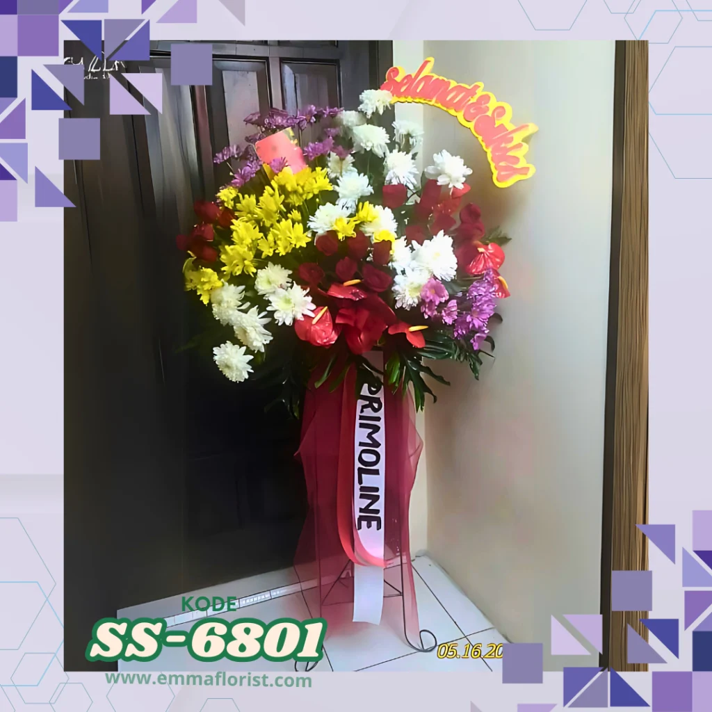 Standing Flowers Ucapan Selamat SS06801 - Karangan bunga elegan untuk ucapan spesial