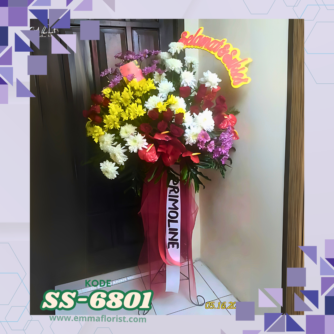Standing Flowers Ucapan Selamat SS06801 - Karangan bunga elegan untuk ucapan spesial